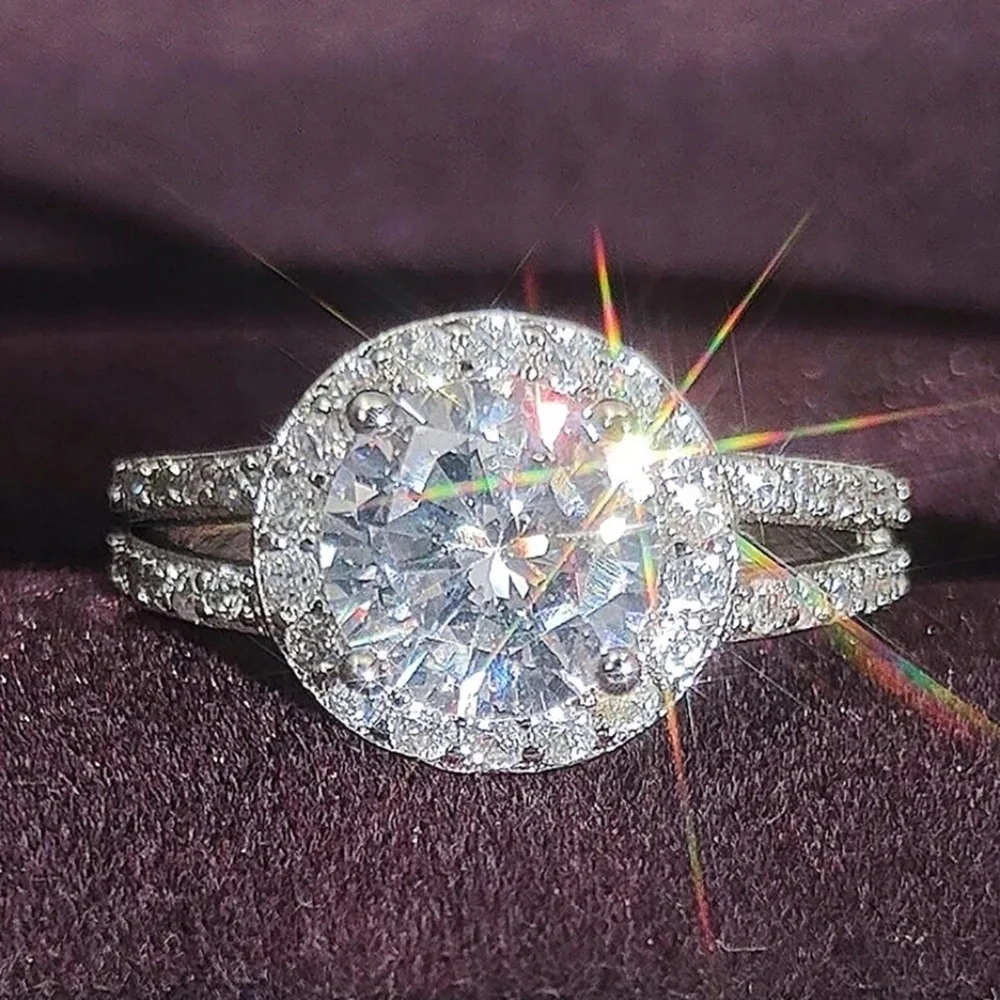 💎 New Simulated Diamond 925 Sterling Silver Round Cut Wedding Engagement ring